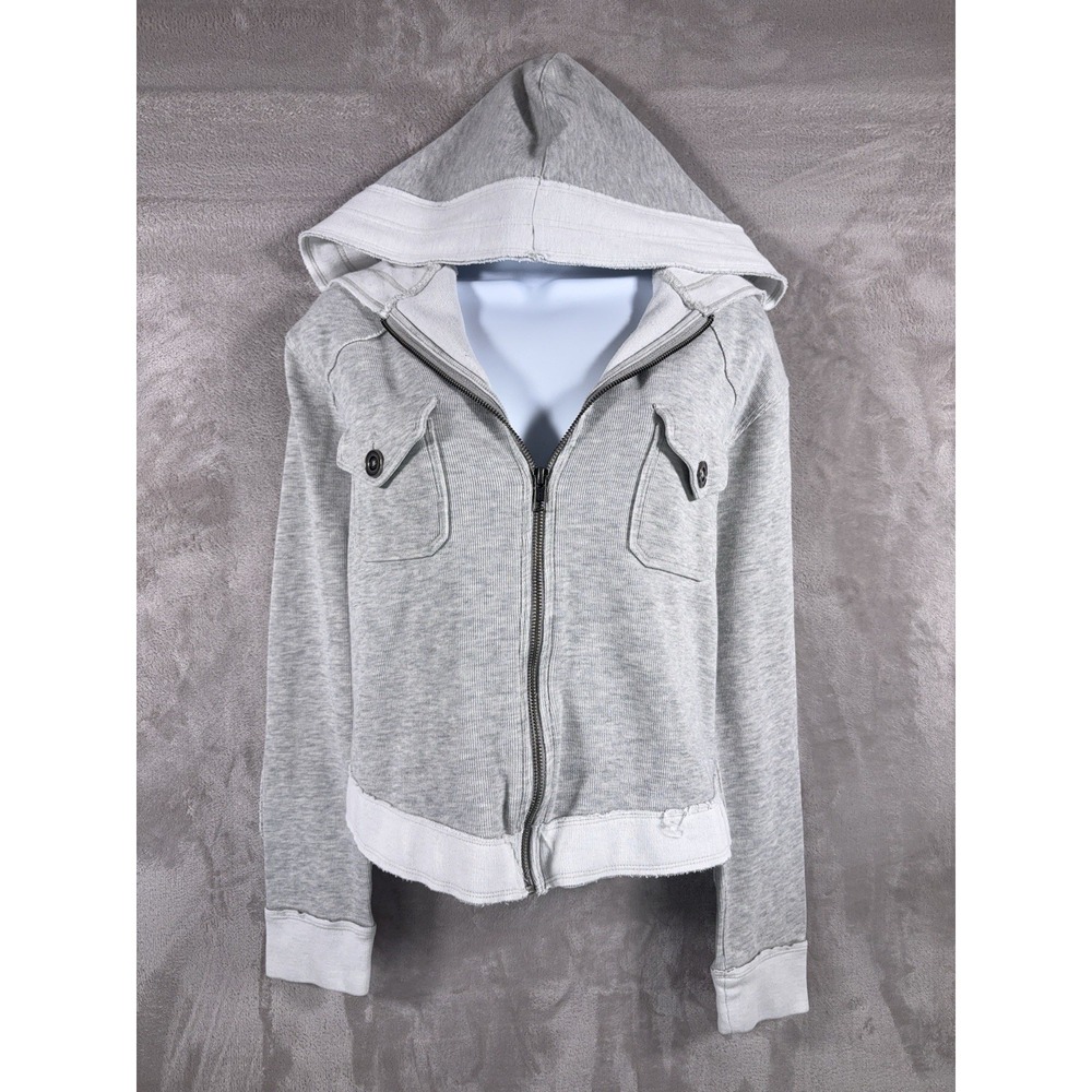 Free People Sydney Zip Hoodie Womens XS Gray Full Zip Hooded Sweatshirt Casual
